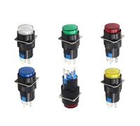 1PC 16MM Round Momentary & Self-Locking Push Light Button Power Switch Silver 1NO1NC 6V 12V 24V 220V Reset 5Pins Power NWPNLXEA(Red,MOMENTARY_220V)