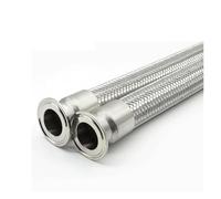 1pc 19mm Pipe OD x 1.5" Tri Clamp Braided Flexible Hose 500mm Long 304 Stainless Steel