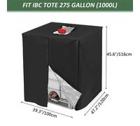 1pc 210D fermeture éclair extérieure IBC fourre-tout 275 gallons 1000L réservoir d'eau extérieur Polyester couvertures tout usage - Type Black-120x100x116cm