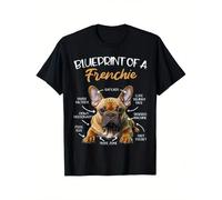 1pc 220g Pure Cotton T-Shirt, French Bulldog Owner Humorous Anatomy Chart Graphic Tee, Black, Regular Fit, Machine Washable, Perfect for Casual Wear and Dog Lovers KOMFORT & SICHERHEIT - Das Kinder-T-