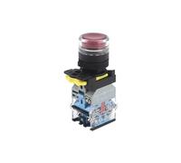 1pc 22mm avec lumière LED rouge éclairer tête plate interrupteur à bouton-poussoir industriel 1NO/1NO1NC interrupteur de commande d'alimentation(1NO,LATCHING_220V 5A)