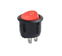 1pc 22mm Red Black White ON/OFF Round Rocker Toggle Switch 6A/250VAC 10A 125VAC Power switch cap with Push Button Switch NWPNLXEA(On-off red 2pin)