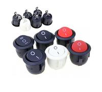 1pc 22mm Red Black White ON/OFF Round Rocker Toggle Switch 6A/250VAC 10A 125VAC Power switch cap with Push Button Switch NWPNLXEA(On-off 3pin red)