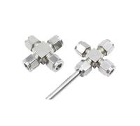 1PC 304 Stainless Steel Double Ferrules 4 Way Cross Fitting 10mm Tube Coupler Air Compression Fitting