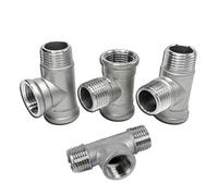 1pc 304 Stainless Steel Male to Femlae Fitting 1/4-2 inch FFM FMF MMF MFM 3 Ways Tee Type Water Pipe SS304 Joint Connector(MFM,1/2")
