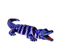 1pc 3D Printed Articulated Crocodile Figurine Movable Joint Animal Model Fidget Stress Relief Toy Desk Decor Collectors Gift(Purple and Blue)