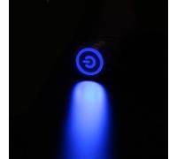 1PC 3V 6V 12V 24V 48V 110V 220V 4 broches 12mm LED lumière oxydation noir symbole métal bouton poussoir interrupteur momentané(Blue,24V)