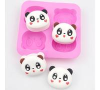 1PC 4 even panda plaster mold jelly mold mousse molds milk bowl baby cake little panda head molds incense mould chocolate mould