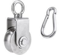 1pc 68mm U-Type Deflection Rollers, Load Capacity 500kg 304 Stainless Steel Pulley Pulley With 1 Hook, Fitness Pulley Rope Roll For 22mm Steel Rope