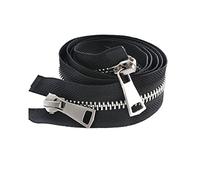 1pc 70/80/100/120cm 8# Double curseur argent métal fermetures éclair noir fermeture éclair à extrémité ouverte pour manteau vêtements accessoire de couture, Le noir, 100cm