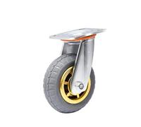 1Pc 8-Inch-Universal Wheel Heavy Duty Caster Muet Rubber Flat Trolley Absorption des chocs avec frein