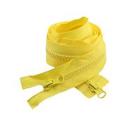 1pc 80/90/100/120/150cm 5# Verrouillage automatique à extrémité ouverte Double curseurs Fermeture à glissière en résine plastique colorée pour manteau, doudounes, Jaune, 150cm