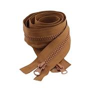 1pc 80/90/100/120/150cm 5# Verrouillage automatique à extrémité ouverte Double curseurs Fermeture à glissière en résine plastique colorée pour manteau, doudounes, Marron, 90cm