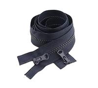 1pc 80/90/100/120/150cm 5# Verrouillage automatique à extrémité ouverte Double curseurs Fermeture à glissière en résine plastique colorée pour manteau, doudounes, Bleu marine, 80cm