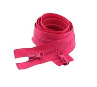 1pc 80/90/100/120/150cm 5# Verrouillage automatique à extrémité ouverte Double curseurs Fermeture à glissière en résine plastique colorée pour manteau, doudounes, Rose rouge, 80cm