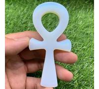 1pc 80-90mm Hand Carved Crystal Opalite Egyptian Keys of Life Cross Pendant Necklace for Gifts Decoration Gemstone Stone