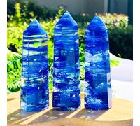 1pc 9-10cm Tour de Quartz Bleu Clair Fondu Cristal Fusion Obélisque en Pierres Précieuses