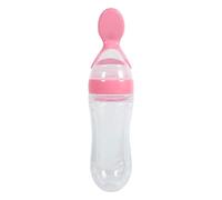 1Pc 90mL Silicone Bébé Nourriture Distribution Cuillère Silicone Bébé Toddler Biberon avec Cuillère Aliments Frais Céréales Squeeze Feeder Chaud pour Enfants Tout-Petits Garçons Fille(rose)