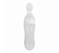 1Pc 90mL Silicone Bébé Nourriture Distribution Cuillère Silicone Bébé Toddler Biberon avec Cuillère Aliments Frais Céréales Squeeze Feeder Chaud pour Enfants Tout-Petits Garçons Fille(blanc)