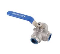 1pc acier inoxydable SUS304 robinet à boisseau sphérique, robinet à tournant sphérique miniature en forme de T à trois voies, filetage interne 3/4 "DN20, poignée de fonctionnement à 180 degrés
