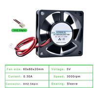 1pc ACP6020 6cm 60mm ventilateur 60x60x20mm DC5V 12V 24V 2pin ventilateur de refroidissement adapté for châssis alimentation chargeur onduleur(5V Sleeve)