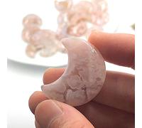 1pc aléatoire naturel fleur agate quartz cristal lune sculptures guérir reiki sakura cadeau femme fille pendentif artisanat (Size : 1pc Random)