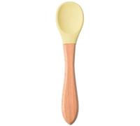 1pc alimentation cuillère à manche en bois, cuillère en silicone pour manger des ustensiles de boisson manger formation vaisselle pour (11)