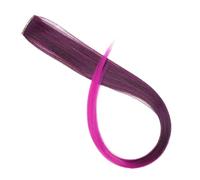 1pc All Long Straight Color Hair Piece Extensions Clip In Highlight Rainbow Streak Pink Synthetic Strands On Clips(60)