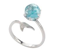 1pc Bague réglable sirène ouvert Anneaux Argent 925 Enroulable Corde Twisted Band Anneaux (Bleu)
