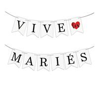 1Pc Banderole VIVE les MARIES Guirlande Just Married pour Décoration Voiture Mariage Fiançailles avec Ruban