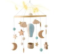 1pc bébé berceau mobile pour garçons filles, jouets de berceau en bois suspendus avec une cloche à balle chaude rotatif étoiles de la lune lune mobile décor crèche apaisant.