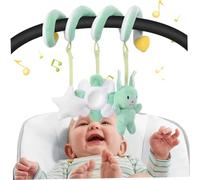 1pc bébé siège d'auto, rabbit spiral peluche suspendue toys berceau, activité de voyage verte et blanche