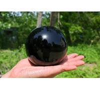 1pc Black Obsidian Crystal Ball 7-8cm - Sphere for Home Office Halloween Haunted Mansion Decor Gemstone Stone