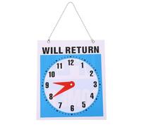 1pc Blue Label Bleu Décor Bureau Porte Signes Retour aux Signes Accueil Accrochage Conseil Tag Suite Boutique Signe Pendentif Bambou Double Face Horloge Retour Signe Pvc Bienvenue Conseil