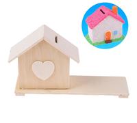 1pc Bois Chalet Coin Maison Chambre Boue Blanc Économiser De L'argent Base Art Décor Enfants Enfant Bébé Bricolage En Bois Artisanat Jouets