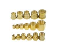 1PC Brass Hex Reducer Pipe Fitting 1/8 1/4 3/8 1/2 3/4 F to F Thread Copper Equal Coupler Connector Water Gas Plumbing Joint(DN10-DN10 03-03) Plumbing Fittings
