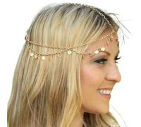 1pc Bridal Wedding Hair Jewelry Accessories for Women Head Chain Head Piece Drop Chain Headband pour les occasions spéciales et les festivals(Color 1)