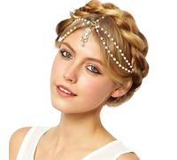 1pc Bridal Wedding Hair Jewelry Accessories for Women Head Chain Head Piece Drop Chain Headband pour les occasions spéciales et les festivals(Color 13)