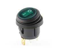 1pc Button with 220V green Light Rocker Switch Opening 25MM Boat-shaped Round 3Pin Silver Point Switches