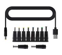 1pc Câble d'alimentation USB vers DC 5.5mm x 2.1mm Prise Jack 1M pour Ordinateurs Portables PC Moniteur Routeur Haut-Parleur avec 10pcs Connecteurs Adaptateur CC