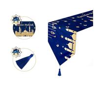 1PC Chemin de Table Ramadan Mubarak - 180x30cm Chemin de Table Ramadan - Décoration de fête Islamique Happy Ramadan Mubarak 2024