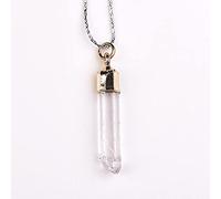 1pc cristal naturel Quartz pendentif pendule colonne couleur or plaqué Point blanc clair Quartz pierre pendentifs pour femmes-cristal blanc