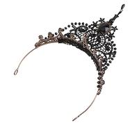 1pc Crown Bandband IC Femmes Princesse Accessoires décoratifs Headwear Black Tiara Delalicy Party Bride Band Baroque Vintage Lace Lace Prop Crystal pour Prom