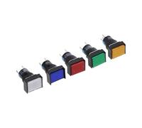 1PC DC 12V 16mm Push Button Self-Lock Momentary/Latching Switch Rectangle LED Light DC6V DC24V AC220V NWPNLXEA(Red,MOMENTARY_DC6V)