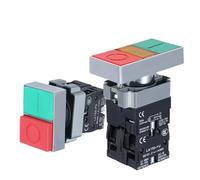1PC Double bouton poussoir 24V 220V 12V Alimentation Démarrage Ouverture 22MM Rouge-vert Double Bond Interrupteurs AC ON/OFF START STOP(2NO without Light,220V)