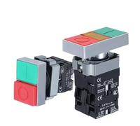 1PC Double bouton poussoir 24V 220V 12V Alimentation Démarrage Ouverture 22MM Rouge-vert Double Bond Interrupteurs AC ON/OFF START STOP(1NO1NC with Light,110V)