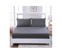 1pc Drap Housse 100% Coton Drap-Housse 90x200-200x200cm Bonnet 30 Cm (x1) Protege Matelas Drap De Lit 1/2 Personne Doux Résistant Anti Plis (Color : Gray, Size : 180X200X30cm)