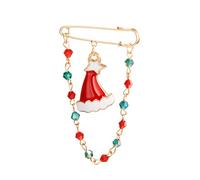 1pc ENAMEL VOYMAS SNOGE SNOGE GRANDS PINS POUR FEMMES Perles vertes rouges de Noël Broches Tassel Joyeux Noël