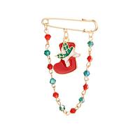 1pc ENAMEL VOYMAS SNOGE SNOGE GRANDS PINS POUR FEMMES Perles vertes rouges de Noël Broches Tassel Joyeux Noël