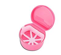 1pc False Tooth Retainer Case Dent Dent Denture Box Boîte de rangement à l'épreuve de rangement avec passoire pour nettoyage voyage ou trempage nuit (rose)